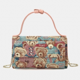 Dames Bear Pattern 5 Card Slots Chain Phone Purse Crossbody Bag