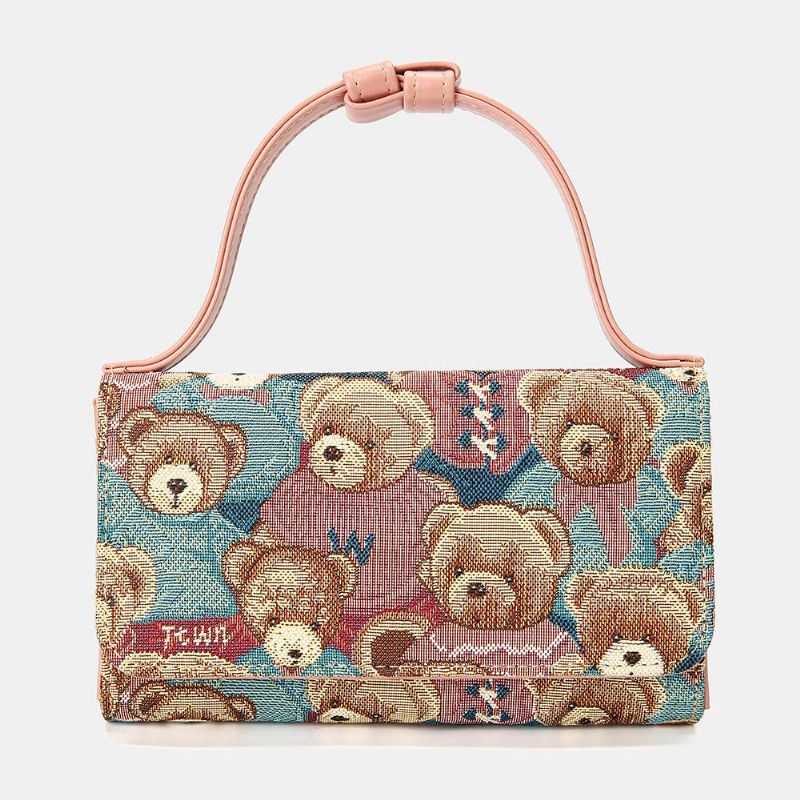 Dames Bear Pattern 5 Card Slots Chain Phone Purse Crossbody Bag