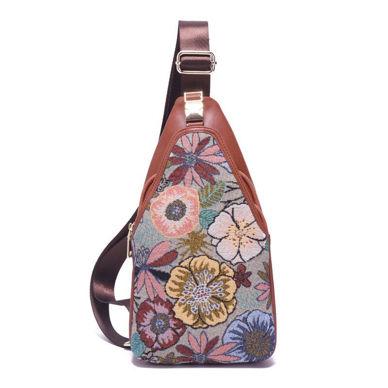 Dames Borduurwerk Bloemen Borsttas Vintage Nationale Crossbody Tas