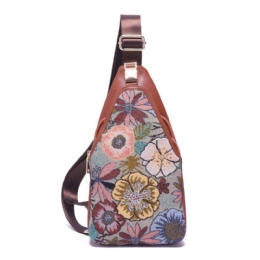 Dames Borduurwerk Bloemen Borsttas Vintage Nationale Crossbody Tas