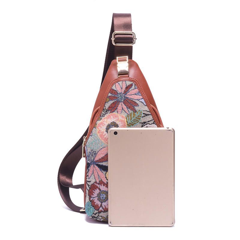 Dames Borduurwerk Bloemen Borsttas Vintage Nationale Crossbody Tas