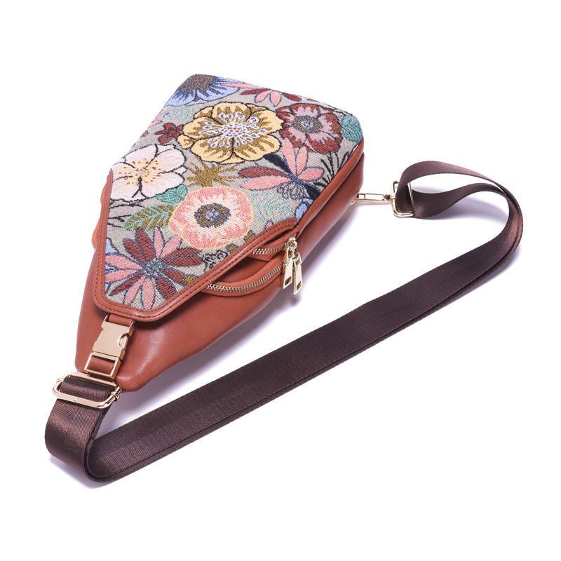 Dames Borduurwerk Bloemen Borsttas Vintage Nationale Crossbody Tas