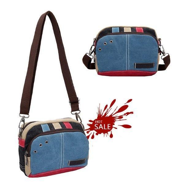 Dames Canvas Crossbody Tassen Contrast Kleur Casual Kleine Schoudertassen Messenger Bags