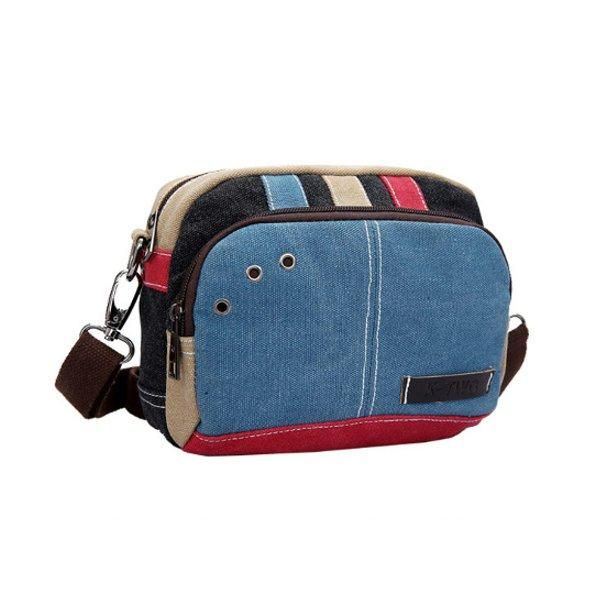 Dames Canvas Crossbody Tassen Contrast Kleur Casual Kleine Schoudertassen Messenger Bags