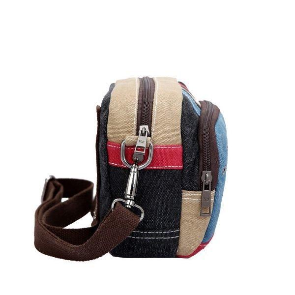 Dames Canvas Crossbody Tassen Contrast Kleur Casual Kleine Schoudertassen Messenger Bags