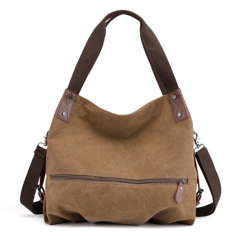 Dames Canvas Tote Handtas Minimalistische Mode Zomer Boodschappentas Schouder Crossbody Tas