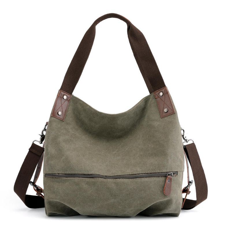 Dames Canvas Tote Handtas Minimalistische Mode Zomer Boodschappentas Schouder Crossbody Tas