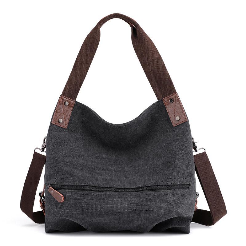 Dames Canvas Tote Handtas Minimalistische Mode Zomer Boodschappentas Schouder Crossbody Tas