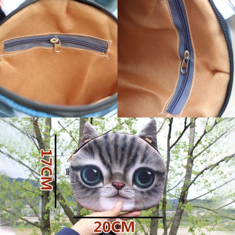 Dames Cartoon 3d Kat Hoofd Persoonlijkheid Leuke Schoudertas Crossbody Tas