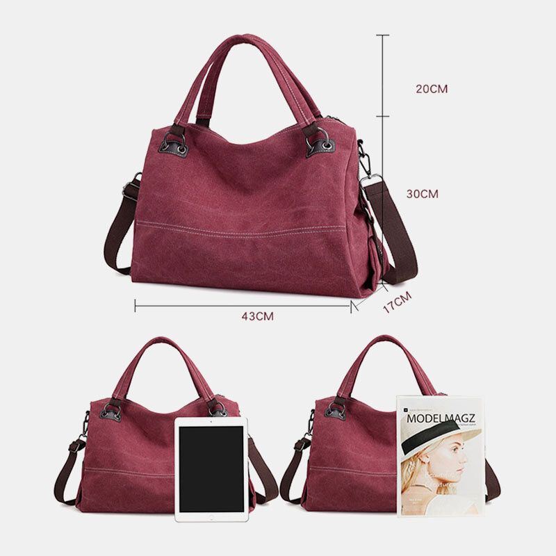 Dames Casual Canvas Handtas Multi-carry Crossbody Tas