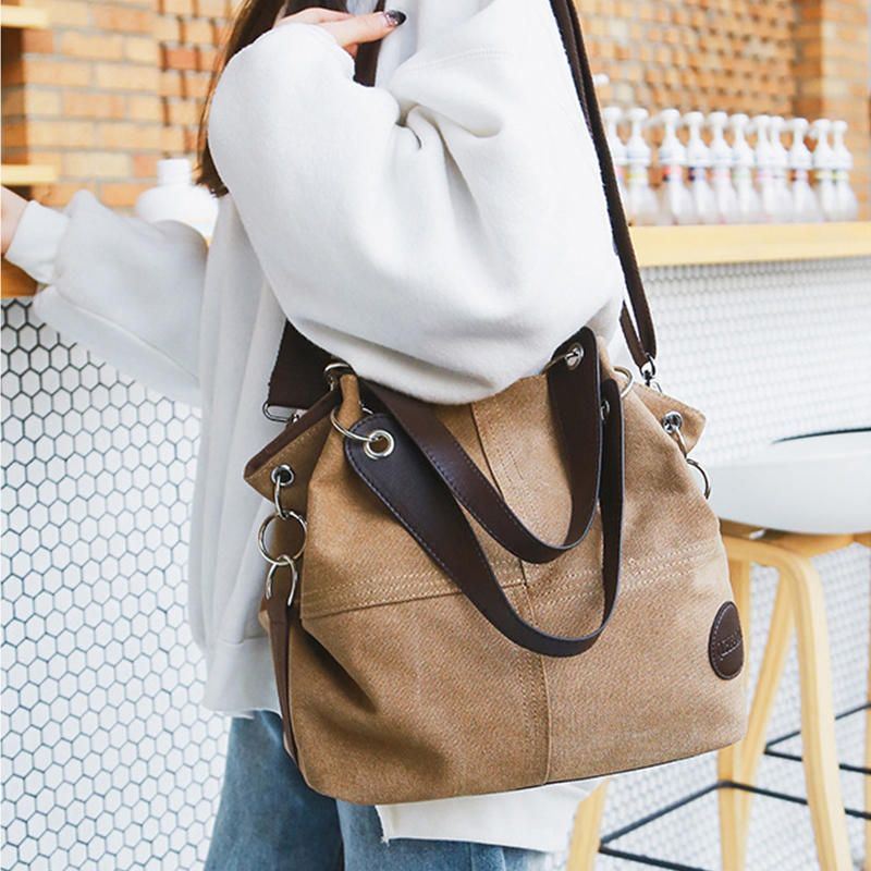 Dames Casual Canvas Multi-carry Handtas Schoudertas