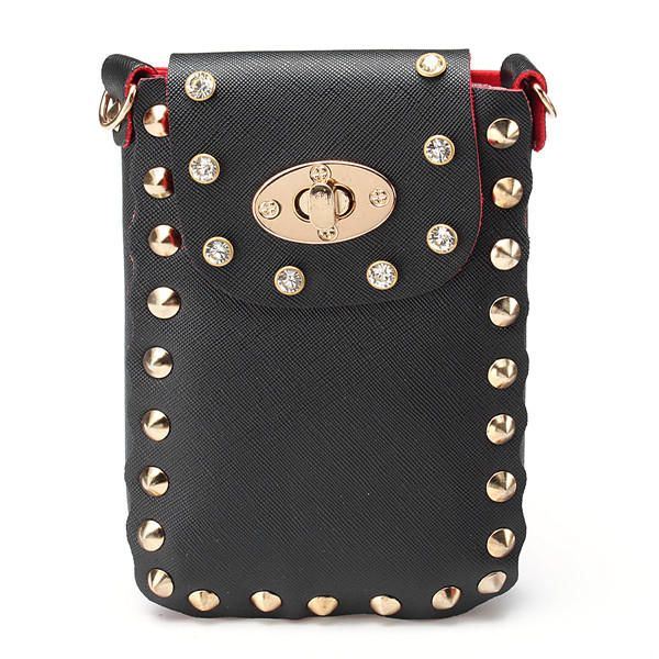 Dames Chain Rivet Schoudertassen Lock 6.5 Inch Telefoontassen Case Crossbody Tassen