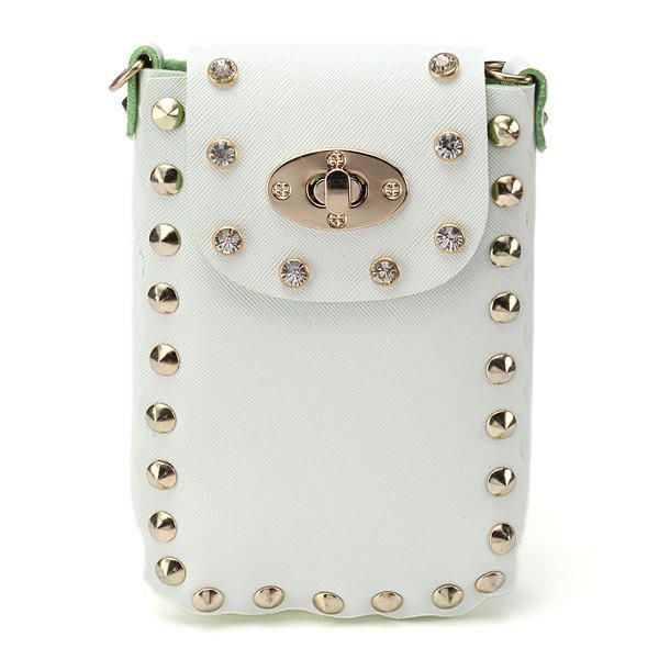 Dames Chain Rivet Schoudertassen Lock 6.5 Inch Telefoontassen Case Crossbody Tassen