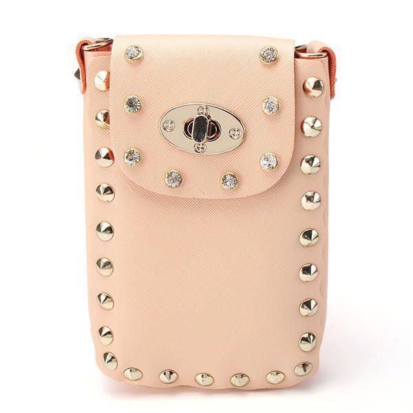 Dames Chain Rivet Schoudertassen Lock 6.5 Inch Telefoontassen Case Crossbody Tassen