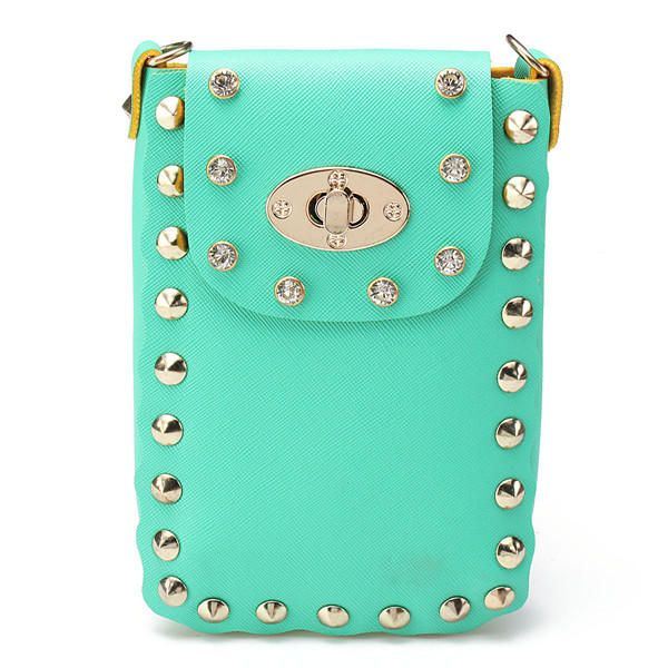 Dames Chain Rivet Schoudertassen Lock 6.5 Inch Telefoontassen Case Crossbody Tassen