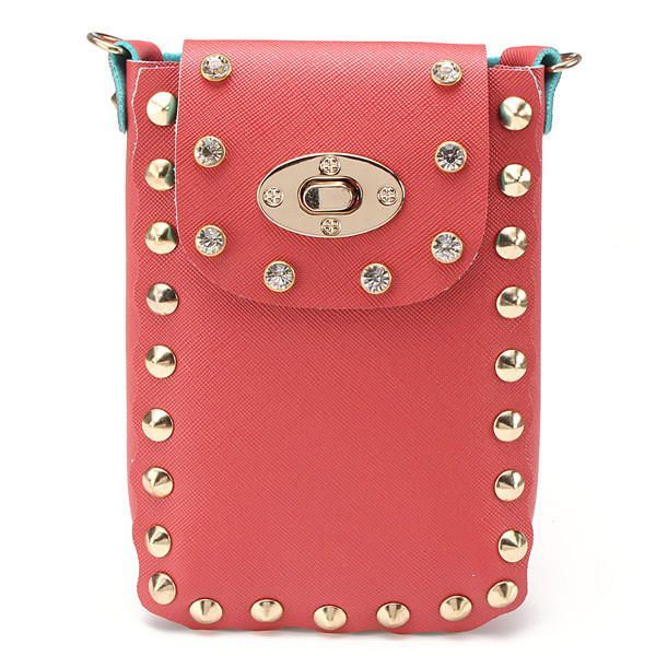 Dames Chain Rivet Schoudertassen Lock 6.5 Inch Telefoontassen Case Crossbody Tassen