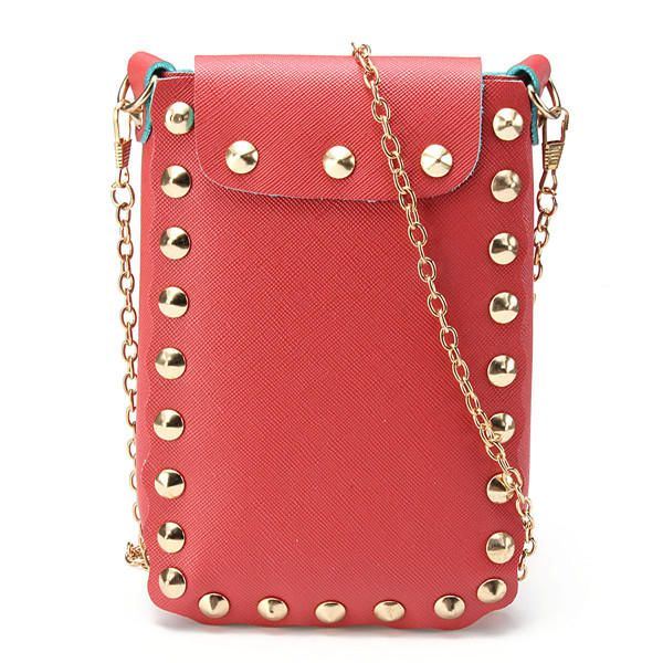 Dames Chain Rivet Schoudertassen Lock 6.5 Inch Telefoontassen Case Crossbody Tassen