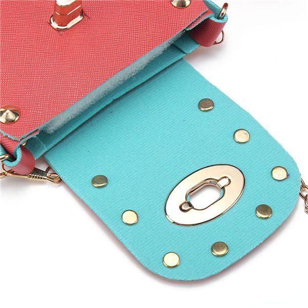 Dames Chain Rivet Schoudertassen Lock 6.5 Inch Telefoontassen Case Crossbody Tassen