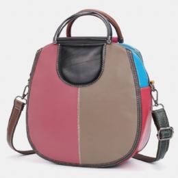 Dames Cirkel Lederen Tas Patchwork Crossbody Tas Handtas Schoudertas