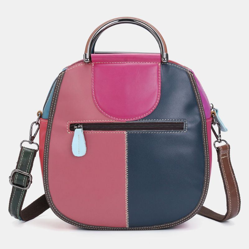 Dames Cirkel Lederen Tas Patchwork Crossbody Tas Handtas Schoudertas