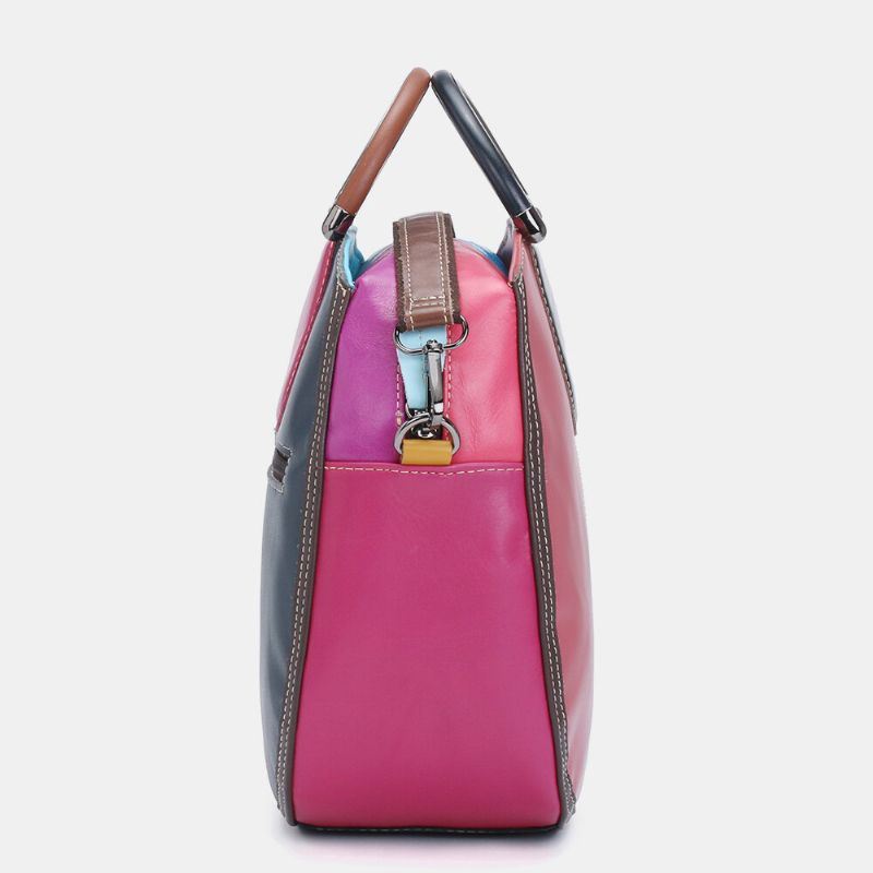 Dames Cirkel Lederen Tas Patchwork Crossbody Tas Handtas Schoudertas