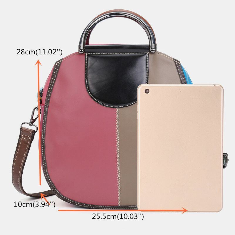 Dames Cirkel Lederen Tas Patchwork Crossbody Tas Handtas Schoudertas