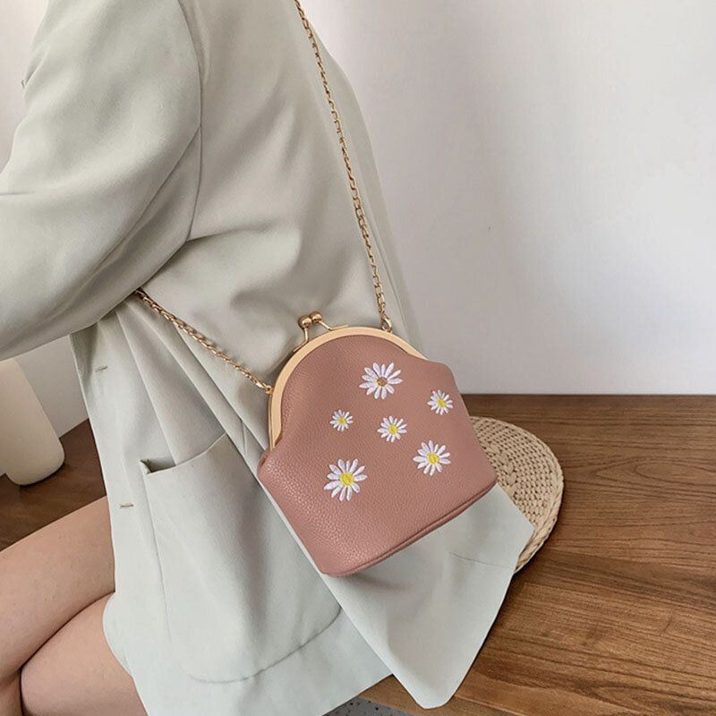 Dames Daisy Borduurkettingen Hasp Crossbody Tas Schoudertas