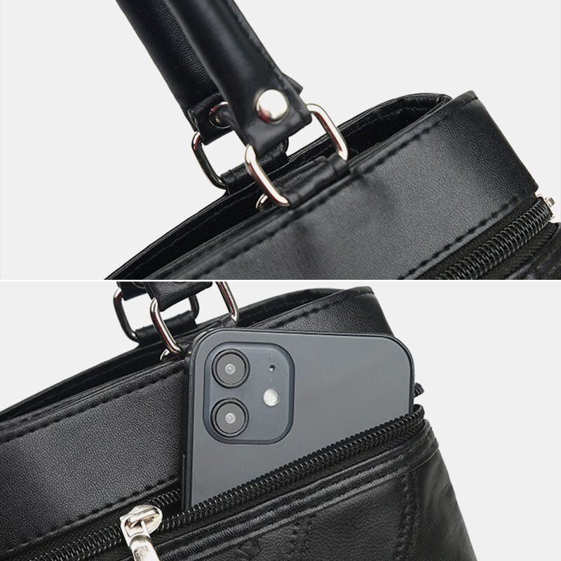 Dames Echt Leer Geometrisch Patroon Kleuraanpassing Vintage Grote Capaciteit Handtassen Schoudertas Crossbody Tassen