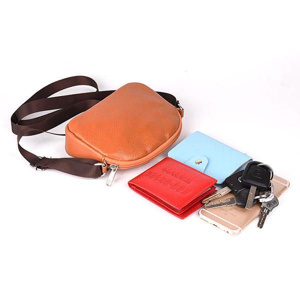 Dames Echt Leer Koeienhuid Casual Schoudertas Telefoon Tas Crossbody Tas