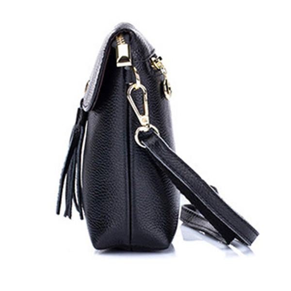 Dames Echt Leer Kwastje Mini Schoudertassen Vintage Hasp Crossbody Tassen 5.5 Inch Telefoon Tassen