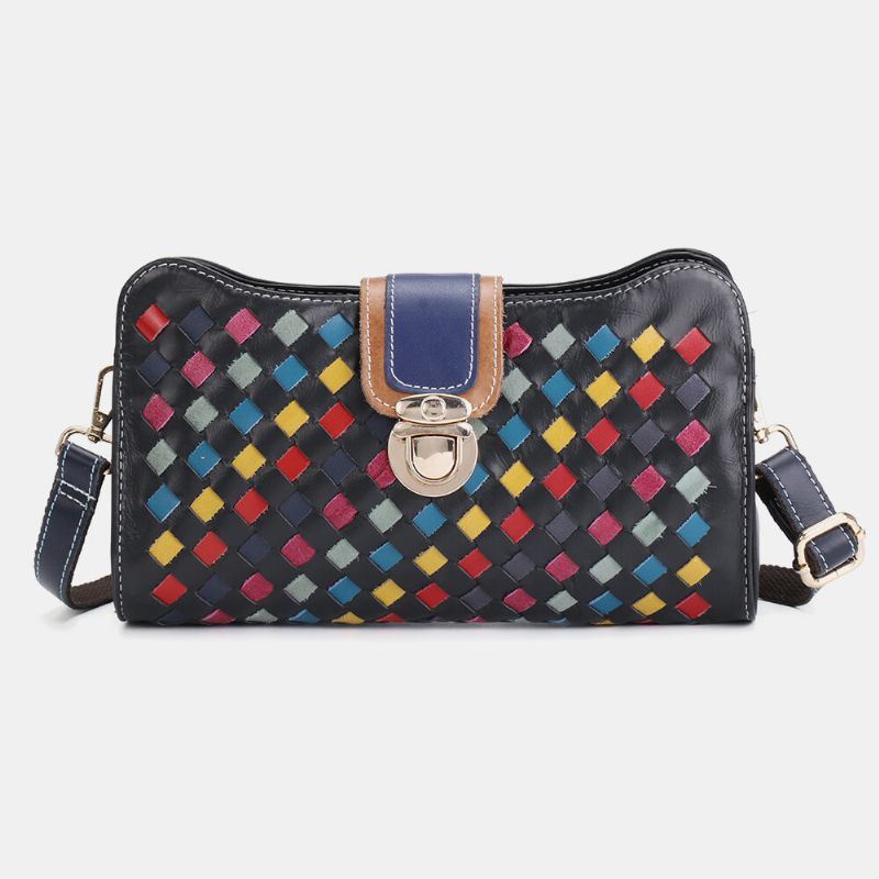 Dames Echt Leer Patchwork Telefoon Tas Crossbody Tas Schoudertas