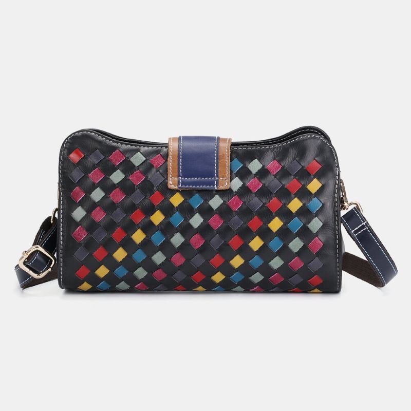 Dames Echt Leer Patchwork Telefoon Tas Crossbody Tas Schoudertas