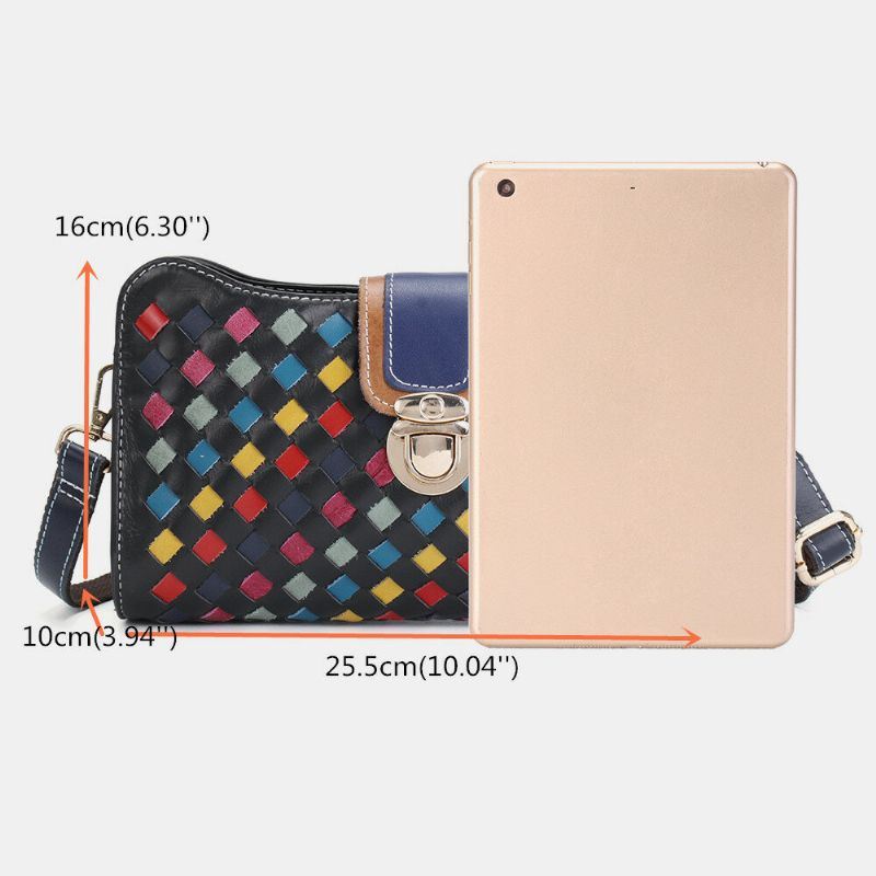 Dames Echt Leer Patchwork Telefoon Tas Crossbody Tas Schoudertas