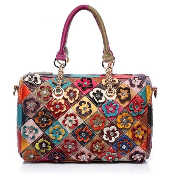 Dames Elegante Bloem Patchwork Crossbody Tas Handtas