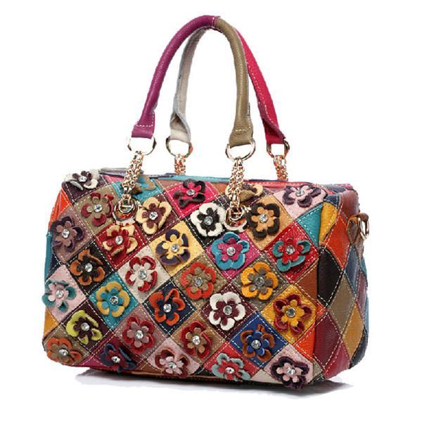 Dames Elegante Bloem Patchwork Crossbody Tas Handtas