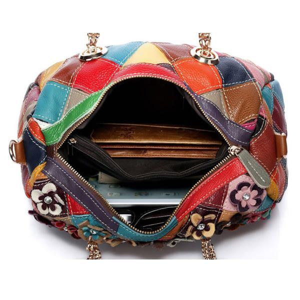 Dames Elegante Bloem Patchwork Crossbody Tas Handtas