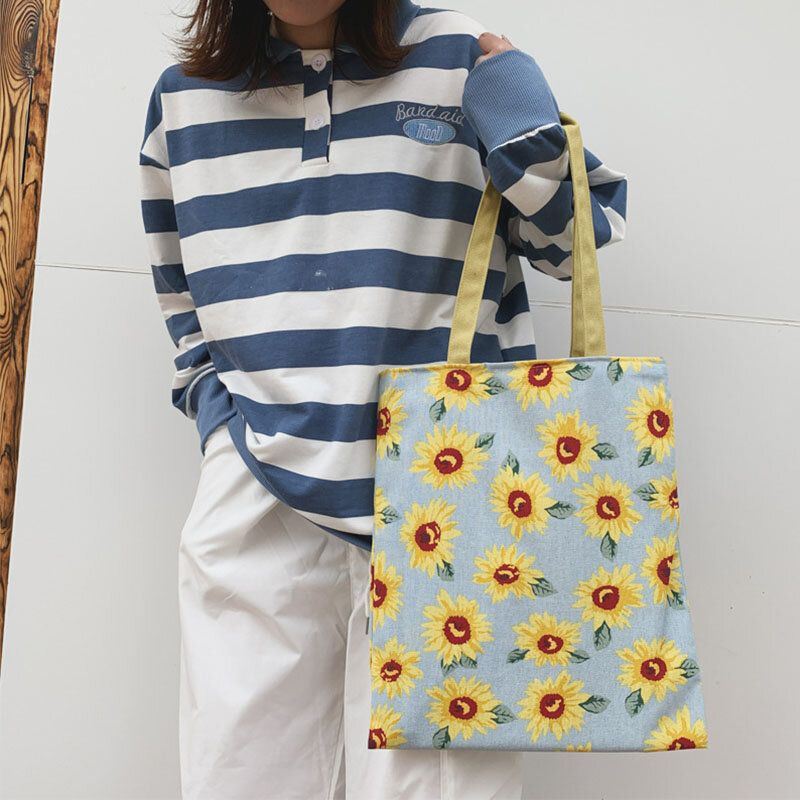 Dames Gestippelde Daisy Bedrukte Tote Bag Handtas Schoudertas