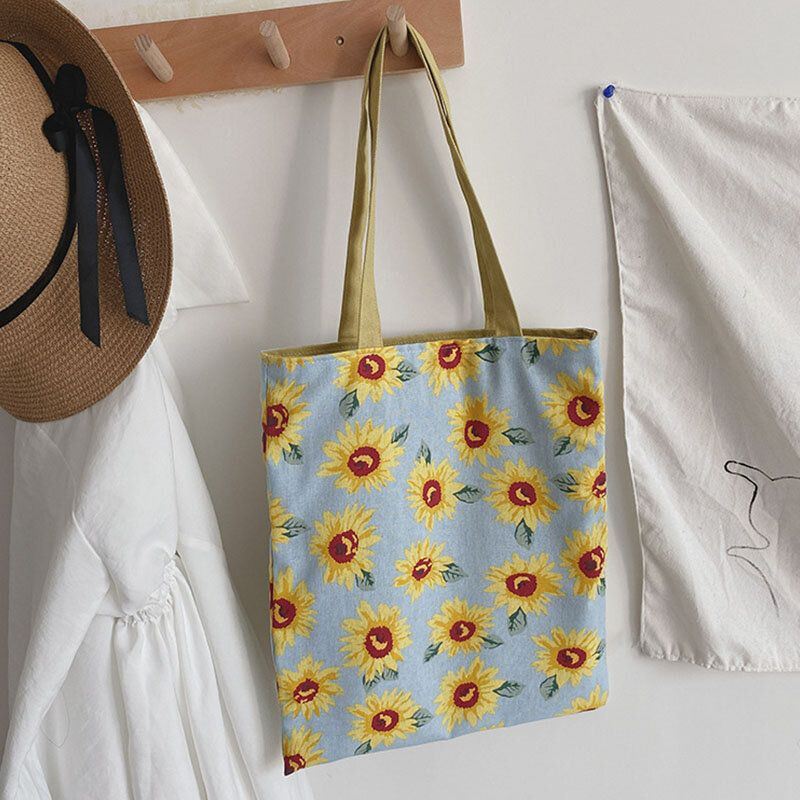 Dames Gestippelde Daisy Bedrukte Tote Bag Handtas Schoudertas