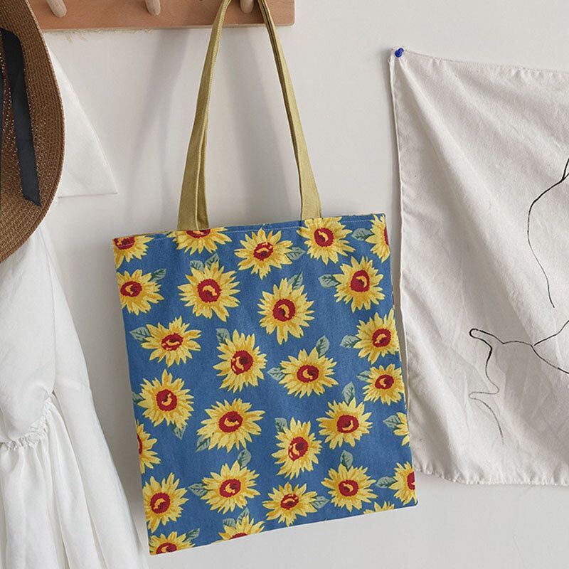 Dames Gestippelde Daisy Bedrukte Tote Bag Handtas Schoudertas