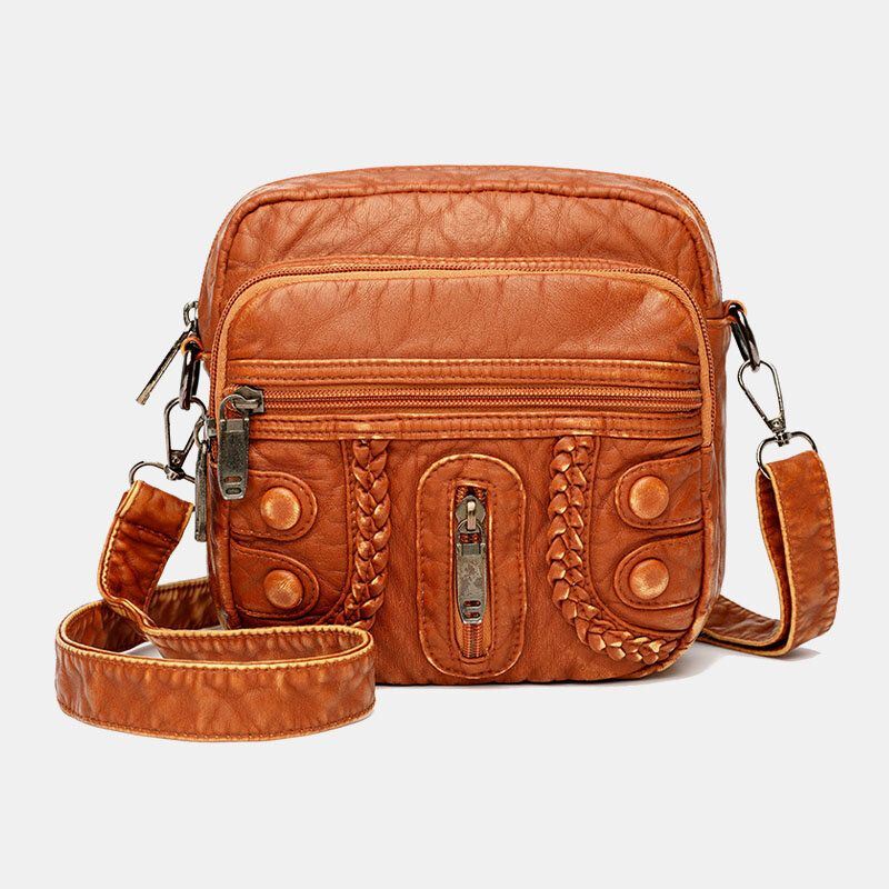 Dames Gewassen Pu Leer Grote Capaciteit Retro 6.3 Inch Telefoontas Zachte Crossbody Tassen Schoudertas