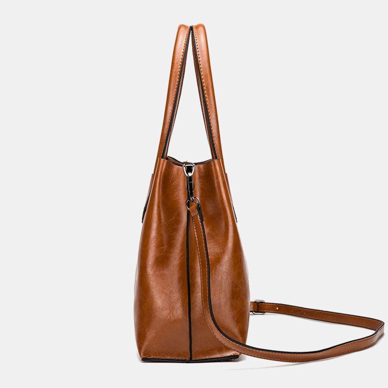 Dames Grote Capaciteit Olie Wax Handtas Crossbody Tas Schoudertas