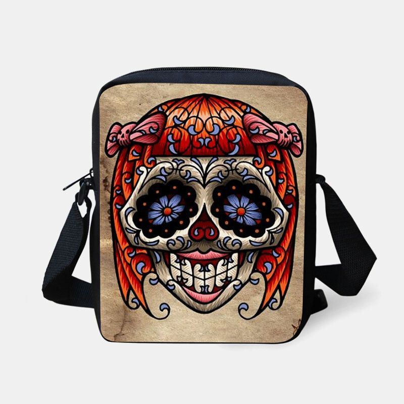 Dames Kinderen Halloween Stijl Gekleed Leuke Schedel Patroon Crossbody Tas Voor Carry Snoep Suiker