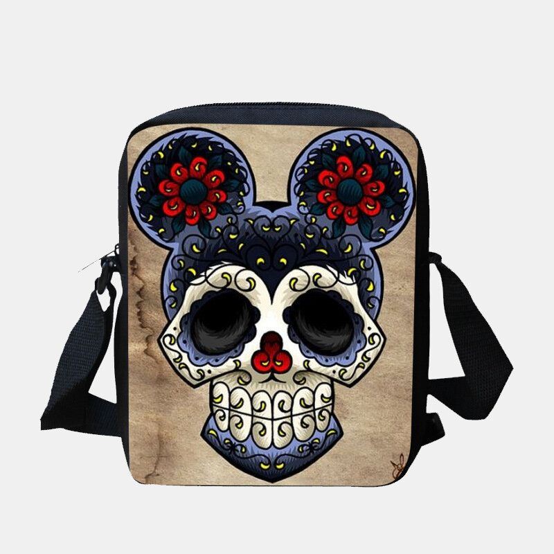 Dames Kinderen Halloween Stijl Gekleed Leuke Schedel Patroon Crossbody Tas Voor Carry Snoep Suiker