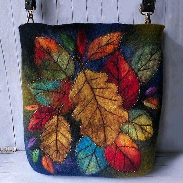 Dames Kleurrijke Blad Diy Lam Haartas Crossbody Tas Schoudertas