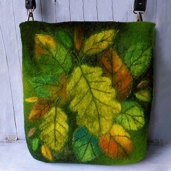 Dames Kleurrijke Blad Diy Lam Haartas Crossbody Tas Schoudertas