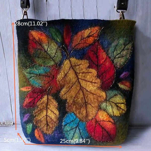 Dames Kleurrijke Blad Diy Lam Haartas Crossbody Tas Schoudertas