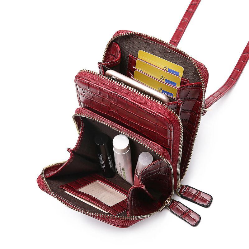 Dames Krokodil Patroon Multi-kaart Slots Tas Telefoon Tas Crossbody Tas