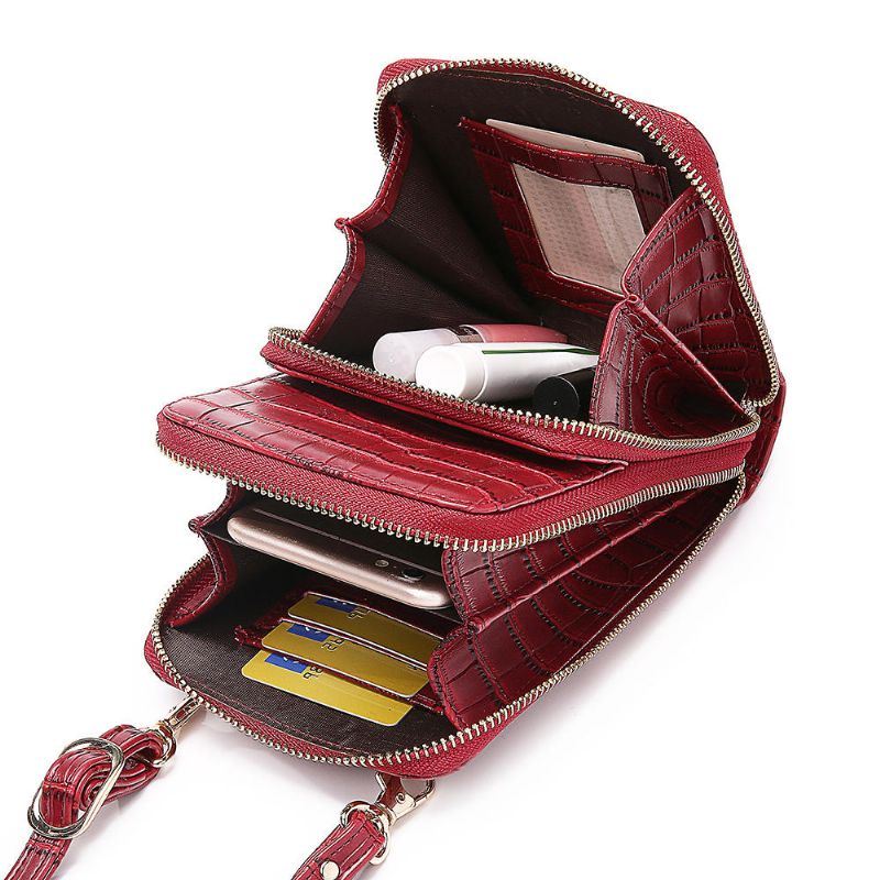 Dames Krokodil Patroon Multi-kaart Slots Tas Telefoon Tas Crossbody Tas