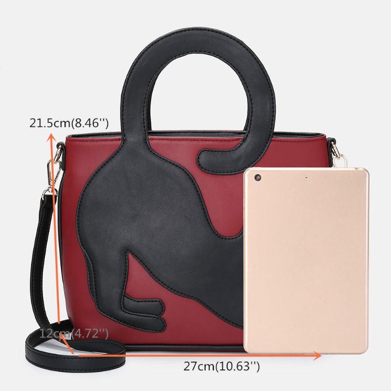 Dames Kunstleer Leuke Kat Patroon Casual Handtas Crossbody Tas