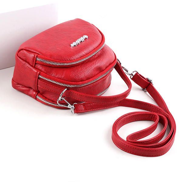 Dames Kunstleer Mini Telefoontas Multi-slot Retro Crossbody Tas